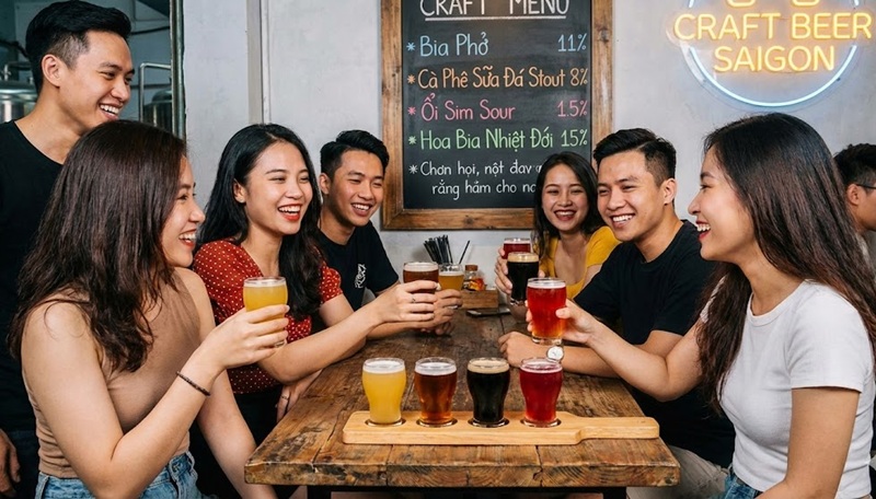 bia thủ công craft beer với đa dạng hương vị độc đáo đang là xu hướng của giới trẻ