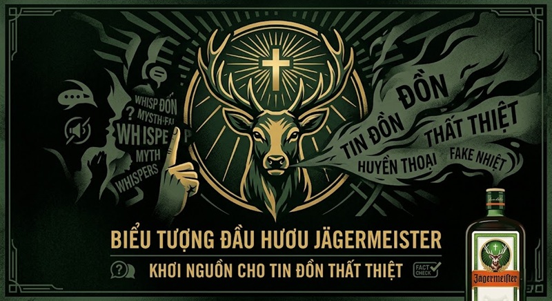 biểu tượng đầu hươu kinh điển trên nhãn chai Jagermeister khơi nguồn cho tin đồn thất thiệt