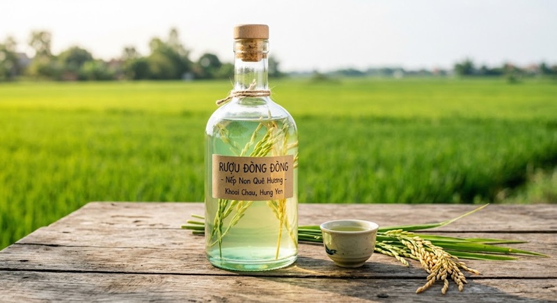 bình rượu đòng đòng có màu xanh nhạt và vàng rơm đẹp mắt