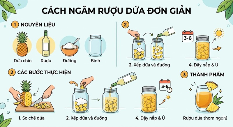 cách ngâm rượu dứa