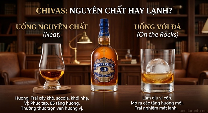 Rượu Chivas uống lạnh mang lại sự êm ái và sảng khoái