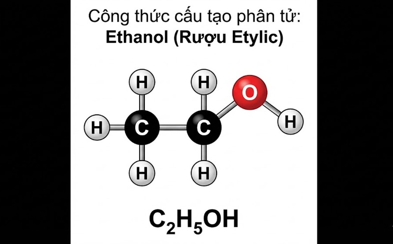 Công thức cấu tạo phân tử của rượu Etylic (Ethanol)