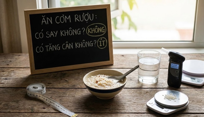 giải đáp thắc mắc ăn cơm rượu có bị say hay tăng cân không