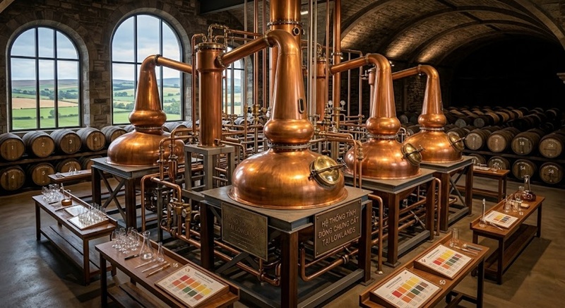 Lowlands Whisky Là Gì? Tất Tần Tật Về Vùng Sản Xuất Whisky Nằm ở Phía Nam Scotland 2 hệ thống tĩnh đồng chưng cất tại lowlands