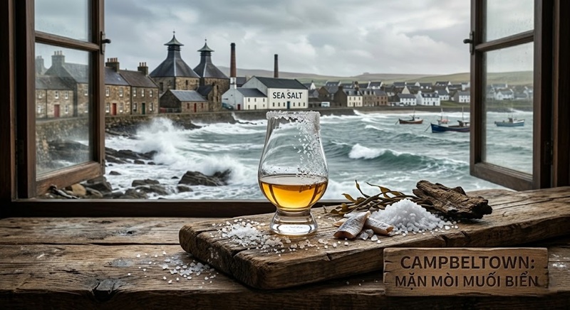 hương vị rượu campbeltown đậm đà muối biển
