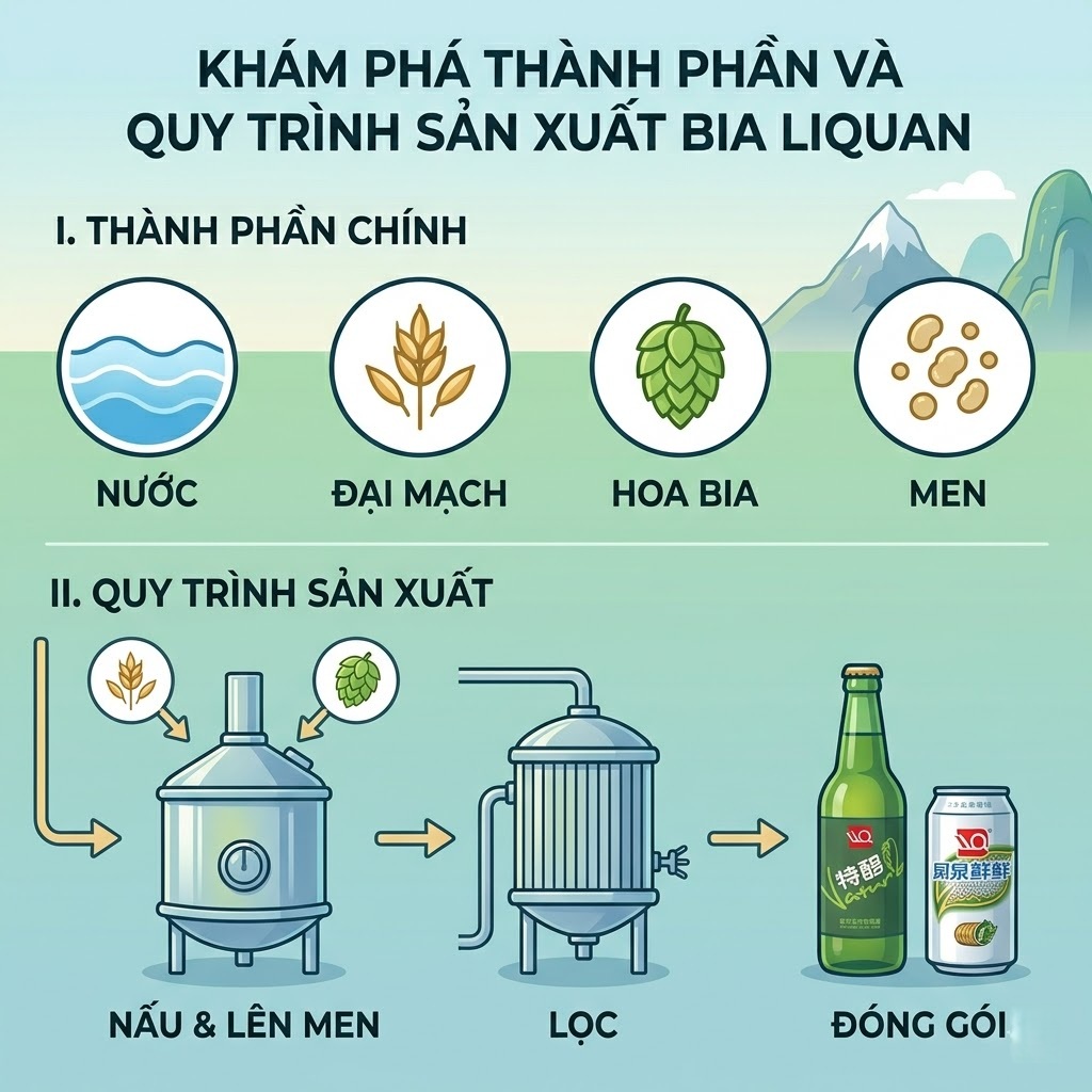 khám phá thành phần và quy trình sản xuất bia liquan