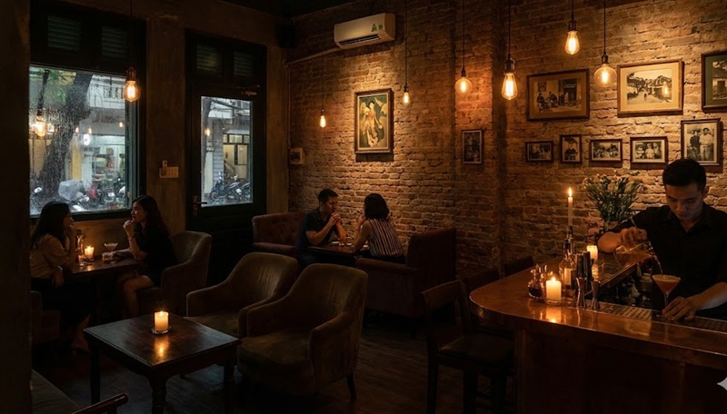 không gian speakeasy bar lãng mạn, yên tĩnh tại hà nội