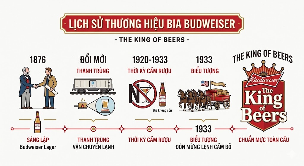 lịch sử thương hiệu bia Budweiser - The King of Beers