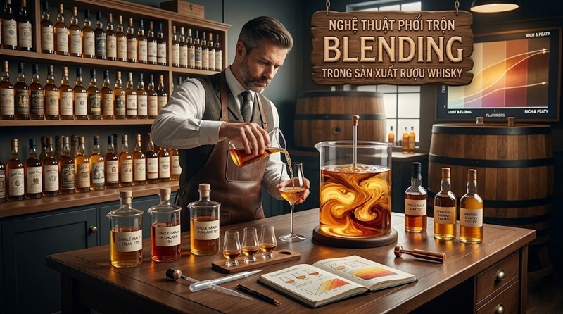 nghệ thuật phối trộn Blending trong sản xuất rượu Whisky
