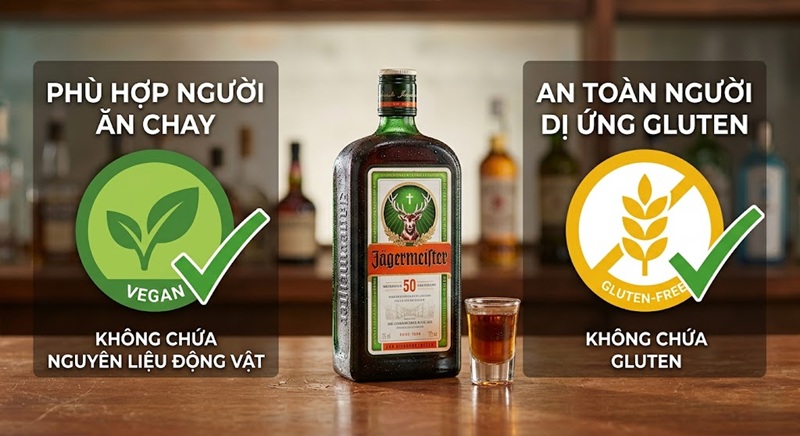 người ăn chay hoặc dị ứng Gluten có uống được jagermeister không