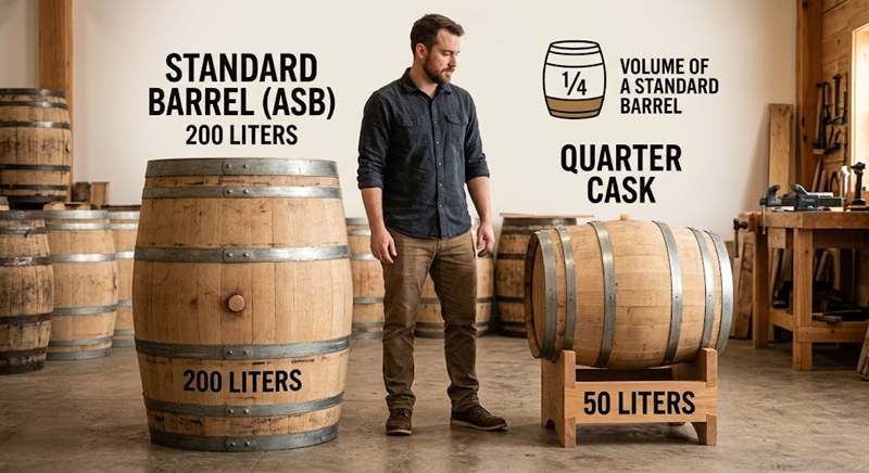 quarter cask là gì và kích thước thùng gỗ sồi cỡ nhỏ