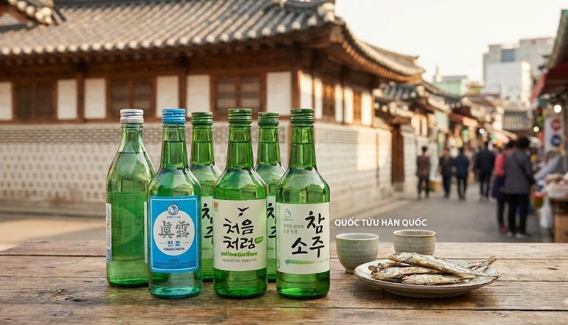rượu Soju chai xanh truyền thống - quốc tửu của đất nước hàn quốc