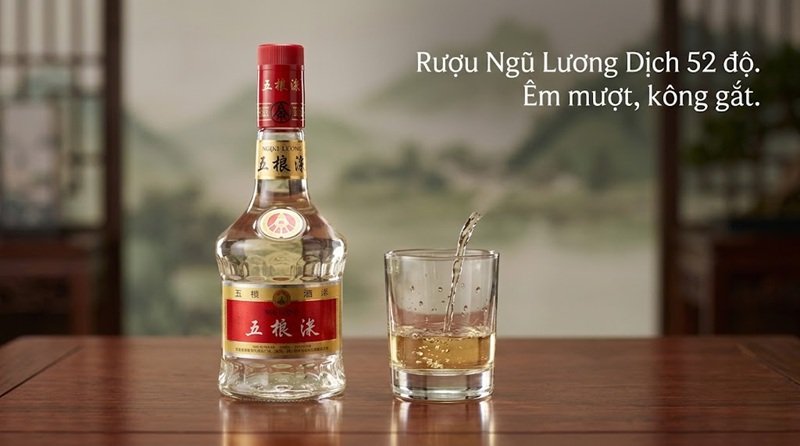 rượu ngũ lương dịch 52 độ mang hương vị êm mượt, không gắt