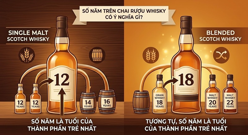 số năm trên chai rượu Whisky có ý nghĩa gì