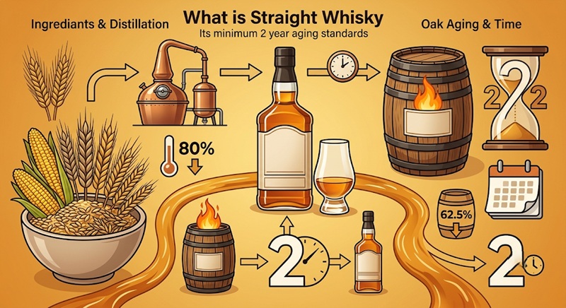 straight whisky là gì và các tiêu chuẩn ủ sồi tối thiểu 2 năm