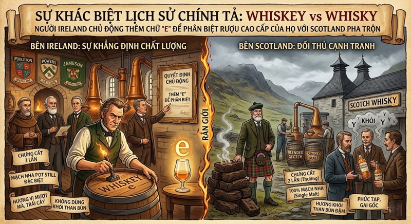 Sự khác biệt giữa Whisky và Whiskey