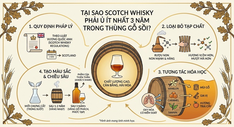 Tại sao Scotch whisky phải ủ ít nhất 3 năm trong thùng gỗ sồi 1 tại sao scotch whisky phải ủ ít nhất 3 năm trong thùng gỗ sồi