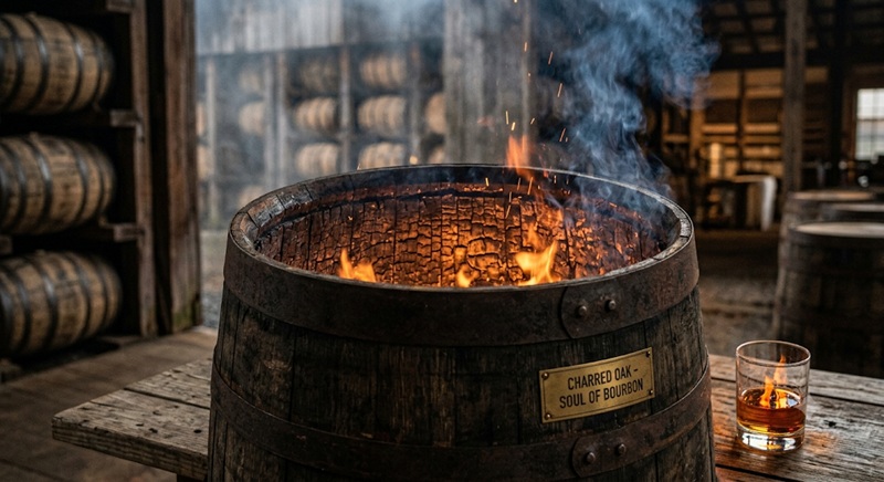 thùng gỗ sồi nướng khét charred oak linh hồn của rượu bourbon