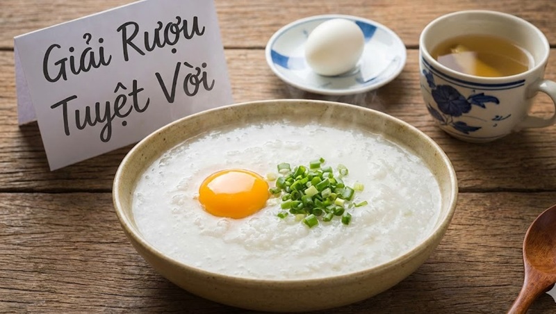 Trứng gà và cháo loãng là thực phẩm giải rượu tuyệt vời