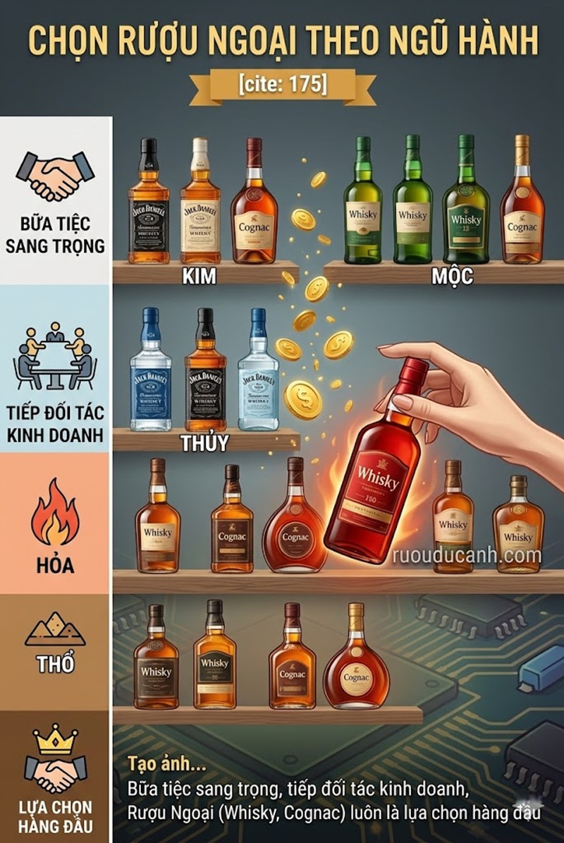với các bữa tiệc sang trọng, tiếp đối tác kinh doanh, rượu ngoại Whisky, Cognac luôn là lựa chọn hàng đầu