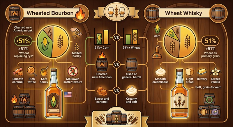 wheated bourbon và wheat whisky